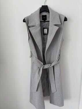 Forever 21 Gray Sleeveless Belted Long Vest